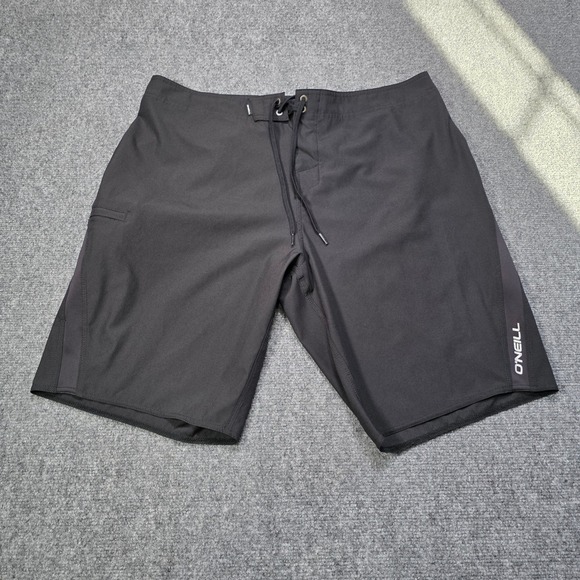 O'Neill Men Hyperfreak Board Shorts Size 36 Black Superfreak Stretch Swim Trunks - Picture 2 of 8